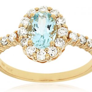 AQUAMARINE & DIAMOND RING