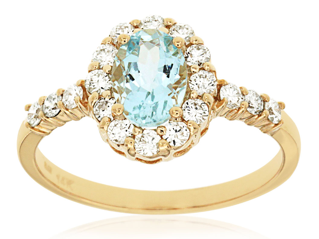 AQUAMARINE & DIAMOND RING