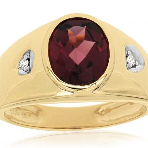 MEN’S RHODOLITE & DIAMOND RING