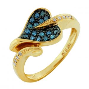DIAMOND & BLUE DIA HEART RING