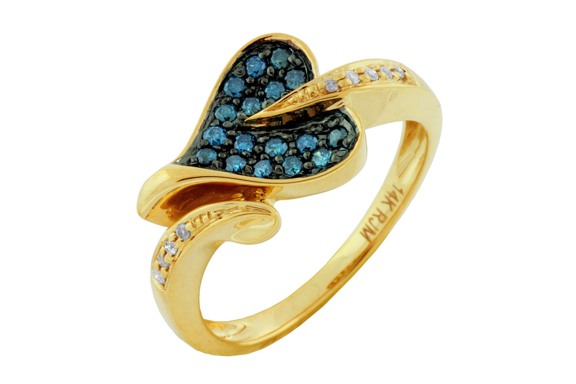 DIAMOND & BLUE DIA HEART RING