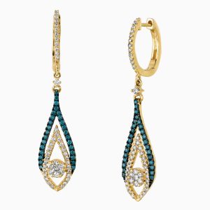BLUE DIAMOND & DIAMOND EARRING
