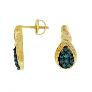BLUE DIAMOND & DIAMOND EARRING
