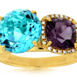 BLUE TOPAZ & DIAMOND RING