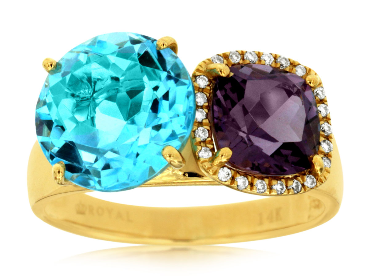 BLUE TOPAZ & DIAMOND RING