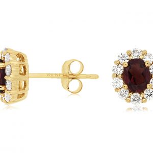 RHODOLITE & DIAMOND EARRING