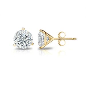 2.00 ctw Three Prong Studs in Yellow Gold
