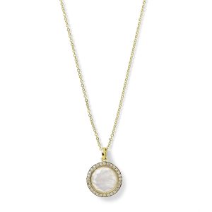 IPPOLITA 18K Gold Rock Candy Mini Lollipop Pendant Necklace in MOP Doublet with Diamonds (0.14 ctw) 16-18″