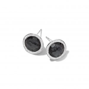 IPPOLITA Sterling Silver Stella Studs in Hematite Doublet with Diamonds (.29 ctw)