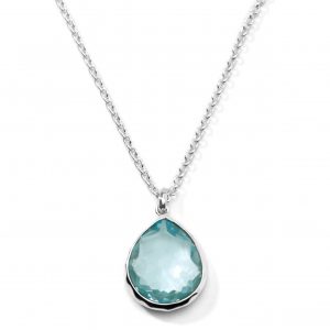 IPPOLITA Sterling Silver Rock Candy Teardrop Pendant Necklace in Blue Topaz 16-18″