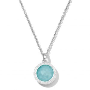 IPPOLITA Sterling Silver Stella Lollipop Pendant Necklace in Turquoise Doublet with Diamonds(.14 ctw) 16-18″