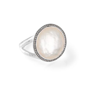 IPPOLITA Sterling Silver Stella Lollipop Ring in Mother-of-Pearl Doublet with Diamonds (.23 ctw)