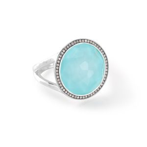 IPPOLITA Sterling Silver Stella Lollipop Ring in Turquoise Doublet with Diamonds (.23 ctw)