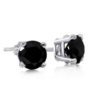 5.00 – 6.00 ctw Four Prong Studs in White Gold – Black- Round