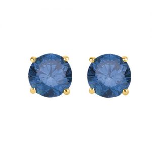 2.00 ctw Four Prong Studs in Yellow Gold – Blue- Round