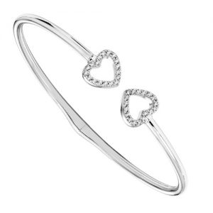 Silver Open Heart Bangle
