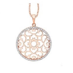 14K Rose Gold Diamond Pendant 1/3 ctw