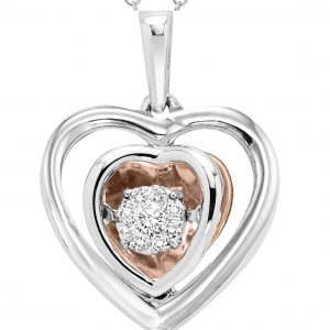 Gold & Silver Diamond Rhythm of Love Pendant 1/10 ctw