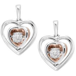 Gold & Silver Diamond Rhythm of Love Earrings 1/7 ctw