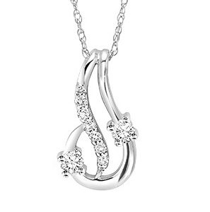 14K TWOgether Two Diamond Pendant 1/7 ctw