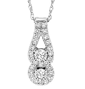 14K TWOgether Two Diamond Pendant 1/4 ctw