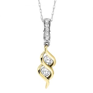 14K TWOgether Two Diamond Pendant 1/4 ctw