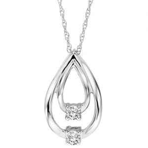 10K TWOgether Two Diamond Pendant 1/10 ctw
