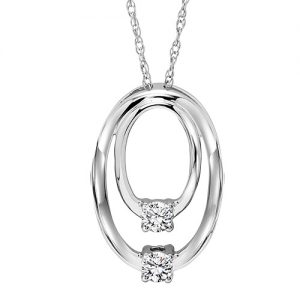 10K TWOgether Two Diamond Pendant 1/10 ctw