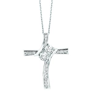 14K TWOgether Two Diamond Pendant 1/2 ctw