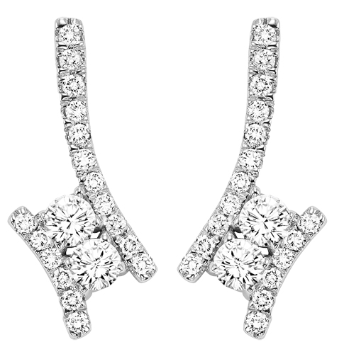 14K TWOgether Two Diamond Earrings 3/4 ctw
