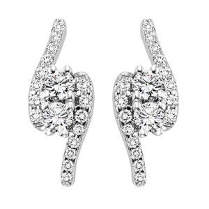 14K TWOgether Two Diamond Earrings 1/2 ctw