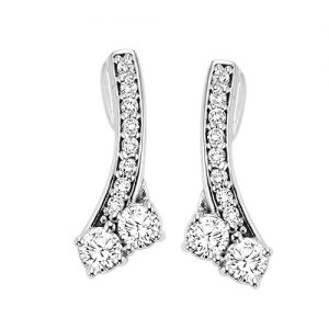14K TWOgether Two Diamond Earrings 3/4 ctw