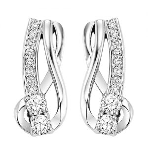 14K TWOgether Two Diamond Earrings 1/3 ctw