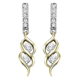 14K TWOgether Two Diamond Earrings 1/3 ctw