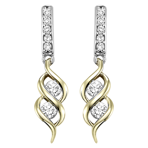 14K TWOgether Two Diamond Earrings 1/3 ctw