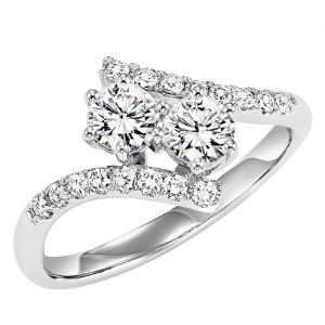 14K TWOgether Two Diamond Ring 1/4 ctw