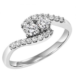 14K TWOgether Two Diamond Ring 1.00 ctw
