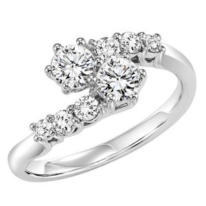 14K TWOgether Two Diamond Ring 1/2 ctw