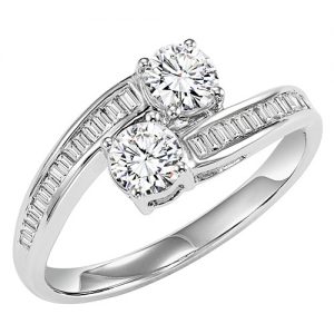 14K TWOgether Two Diamond Ring 1.00 ctw