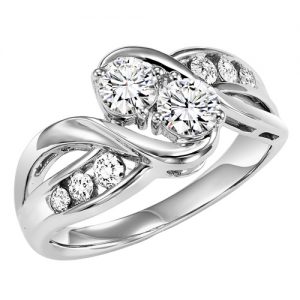 14K TWOgether Two Diamond Ring 1/2 ctw