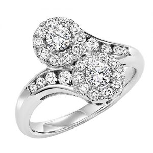 14K TWOgether Two Diamond Ring 1.00 ctw