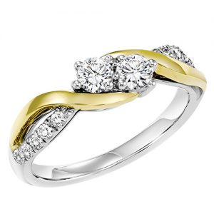 14K TWOgether Two Diamond Ring 1/2 ctw