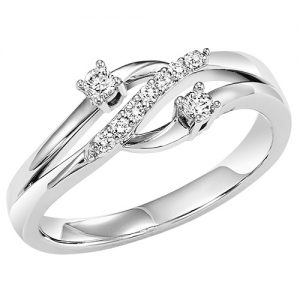 14K TWOgether Two Diamond Ring 1/7 ctw
