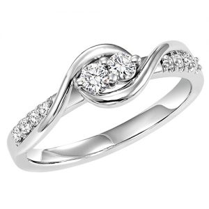 14K TWOgether Two Diamond Ring 1/4 ctw