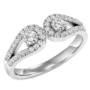 14K TWOgether Two Diamond Ring 1/2 ctw