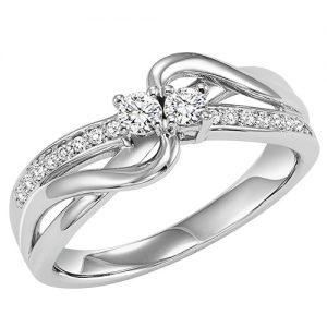 14K TWOgether Two Diamond Ring 1/4 ctw