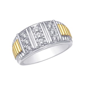 10K White Gold 1/2 Ctw Diamond Mens Fashion Ring