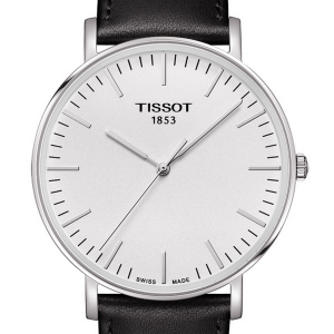 EVERYTIME BIG GTS QTZ SS BLK LTH SIL DIA