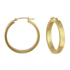 14KT yellow gold polished hoop earrings