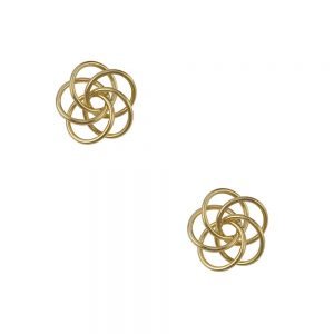 14KT yellow gold five ring loveknot earrings